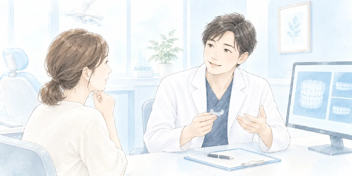 歯科医院でカウンセリングを受けている女性のイラスト